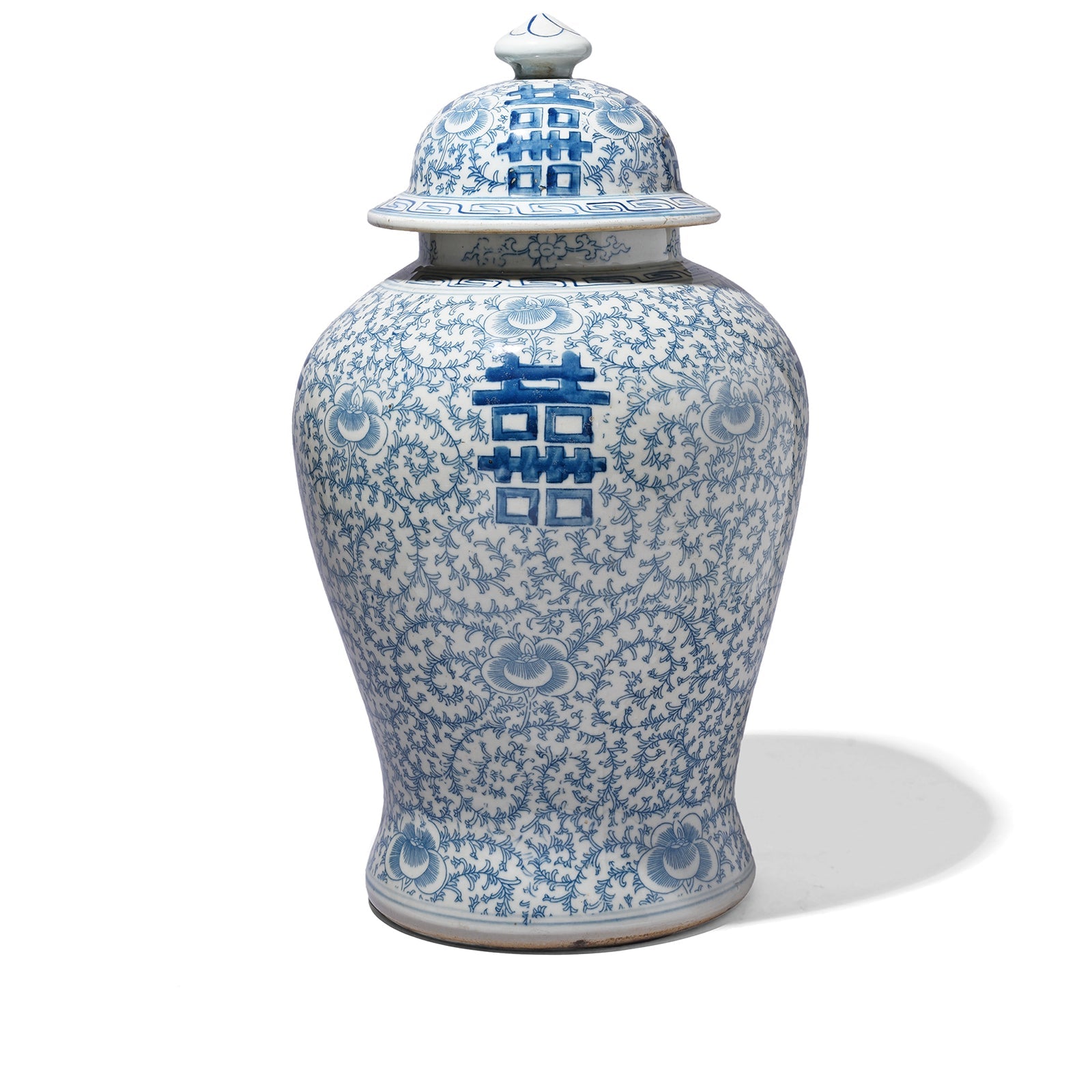 Blue & White Porcelain Temple Jar - Double Happiness Design