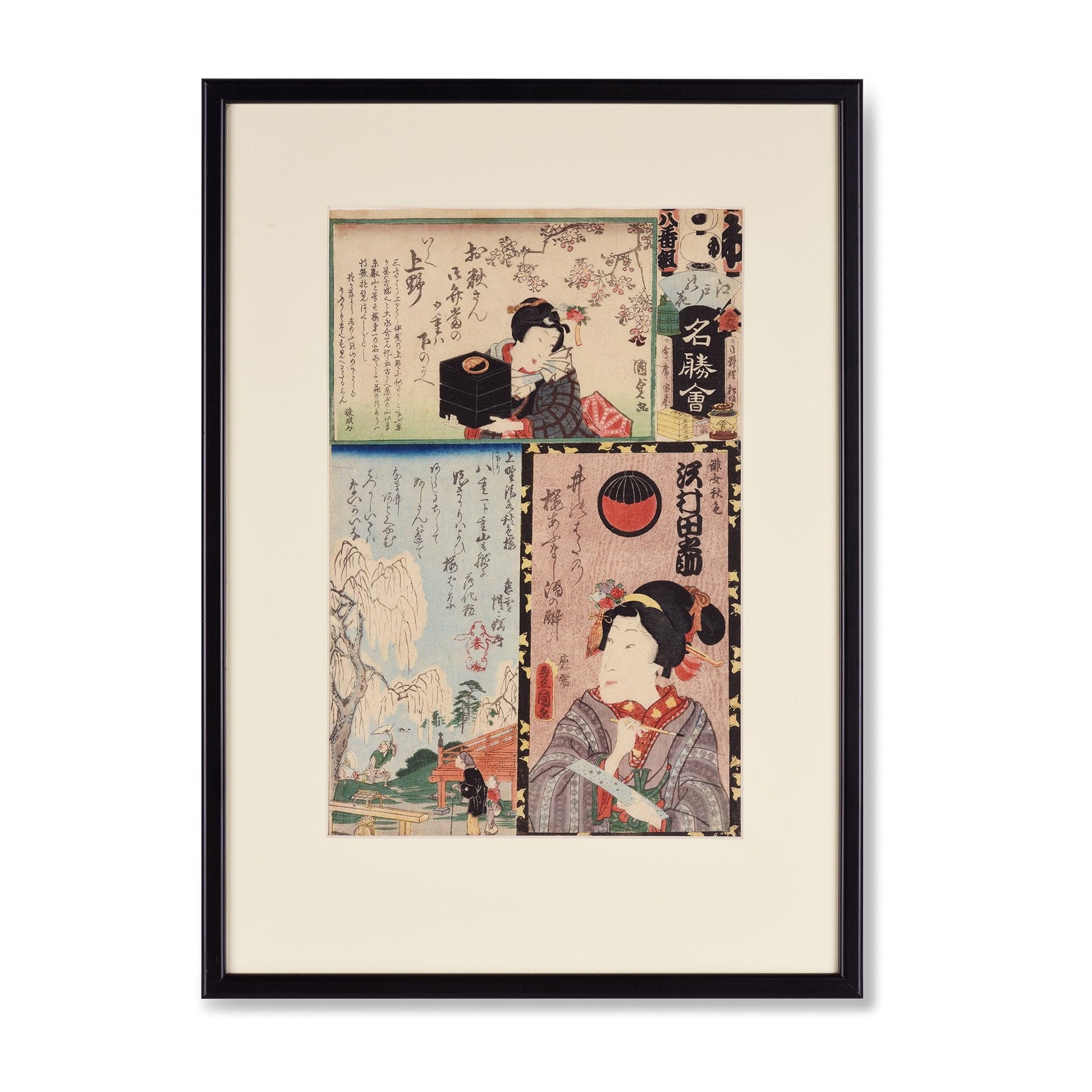 Framed Harimaze-e Woodblock Print - Edo Period