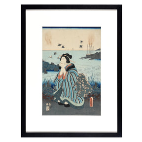 Framed Japanese Woodblock Print by Kunisada - Edo Period