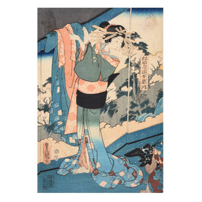 Framed Japanese Woodblock Print by Kunisada - Edo Period