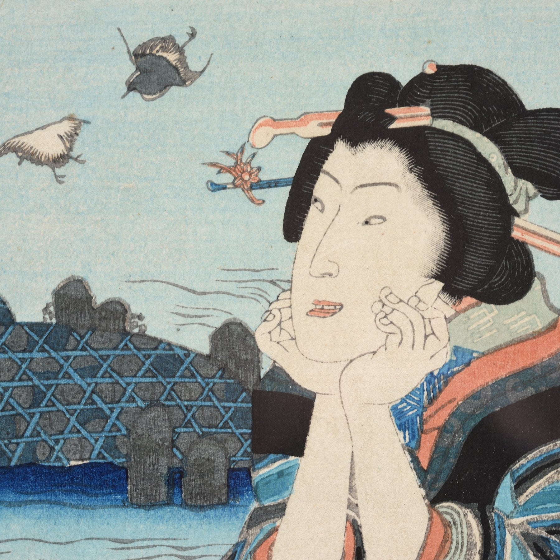 Framed Japanese Woodblock Print by Kunisada - Edo Period