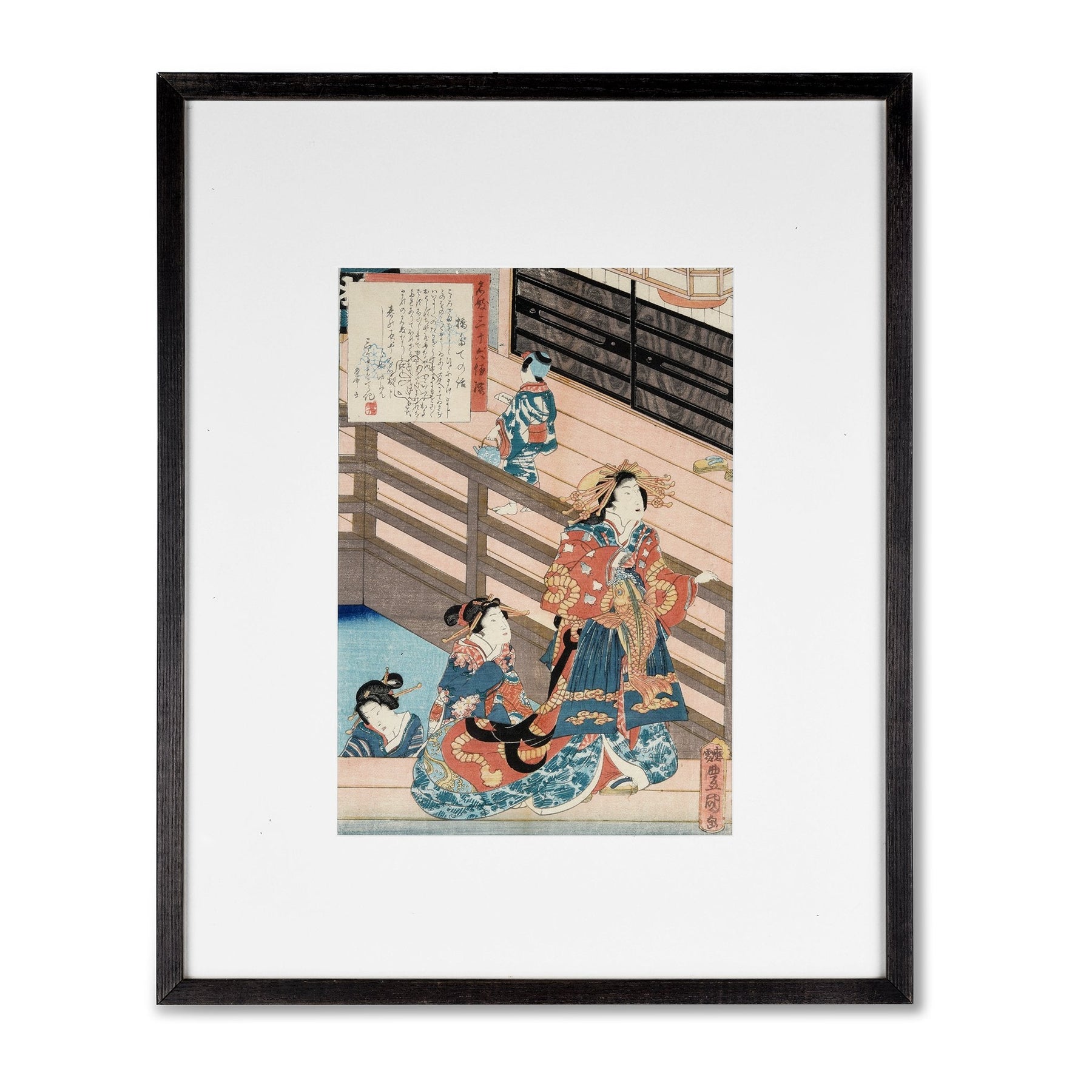 Old Woodblock Print of Courtesans by Kunisada - Edo Period, Ca 1861