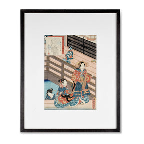Old Woodblock Print of Courtesans by Kunisada - Edo Period, Ca 1861