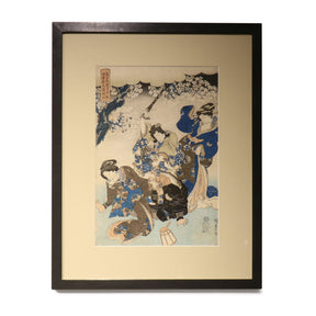 Old Framed Japanese Oban Woodblock Print By Utagawa Kunisada - 19thC