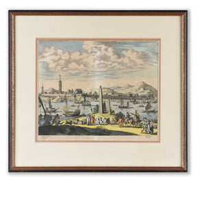 Original Tinted Engraving of Hitsiu City - 17thC