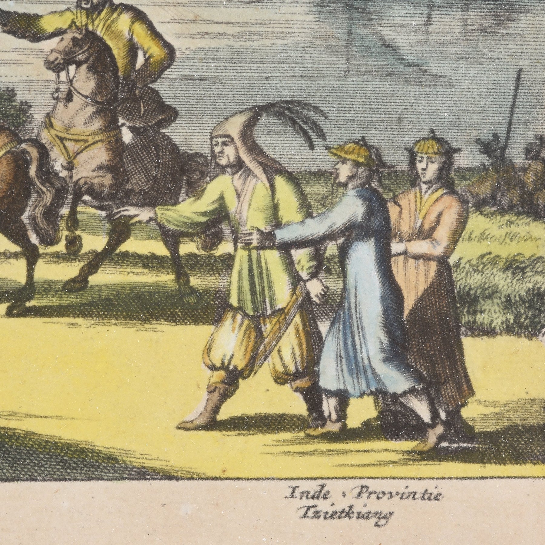 Original Tinted Engraving of Hitsiu City - 17thC