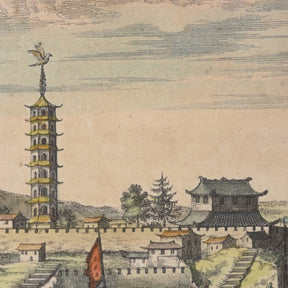 Original Tinted Engraving of Hitsiu City - 17thC