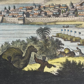Original Tinted Engraving of Jemping City - 17thC