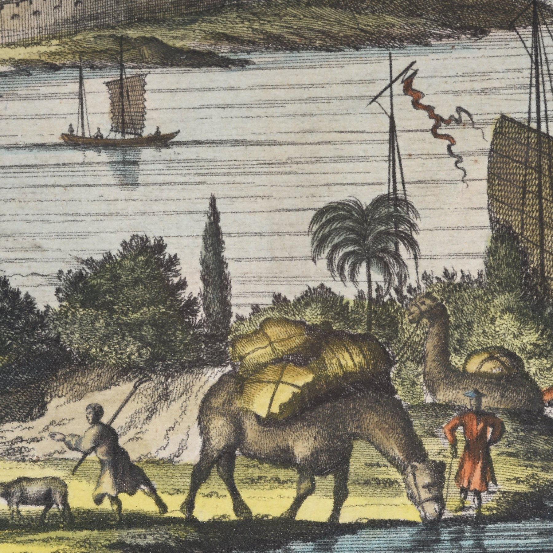 Original Tinted Engraving of Jemping City - 17thC