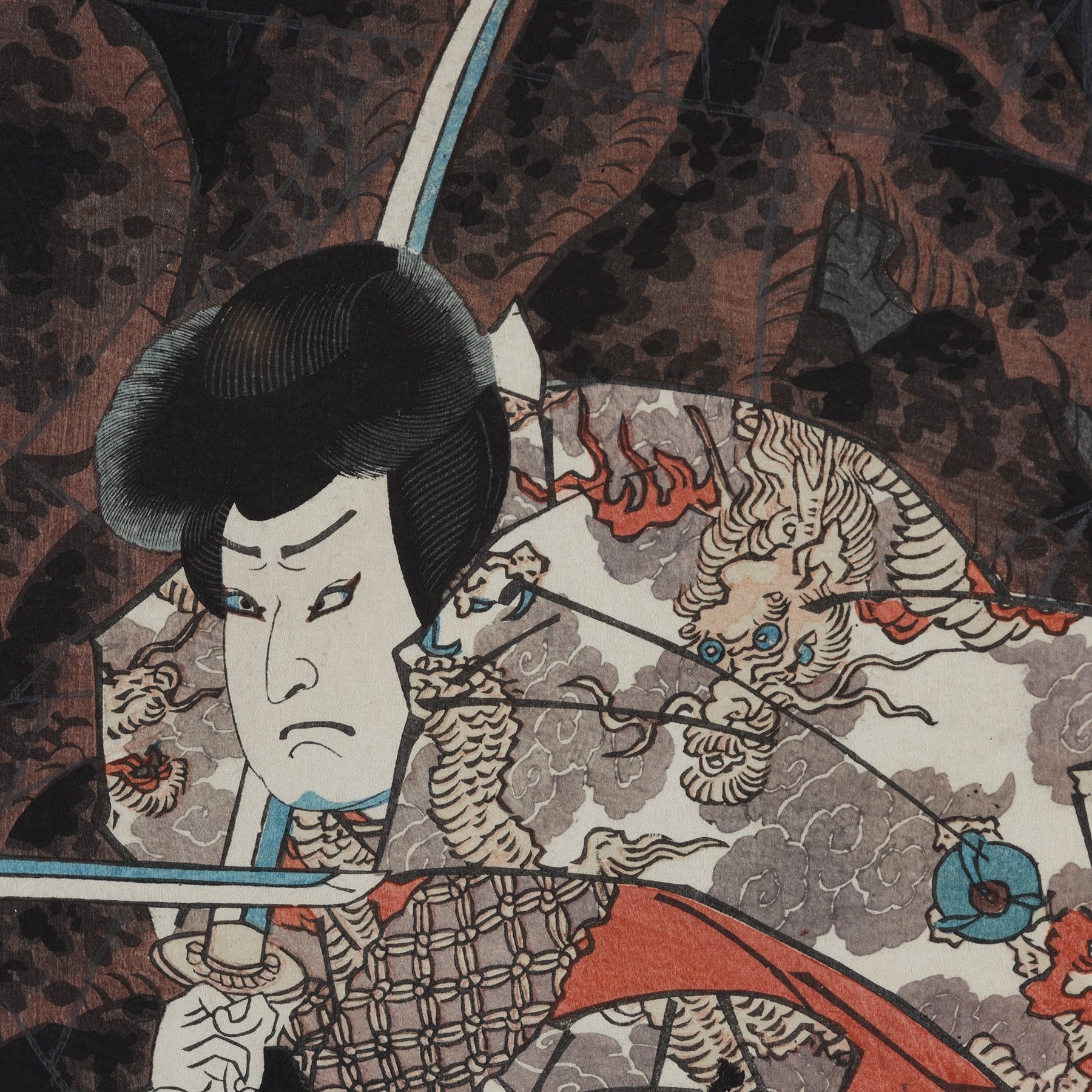 Woodblock Print of A Kabuki Actor By Kunisada - 19thC
