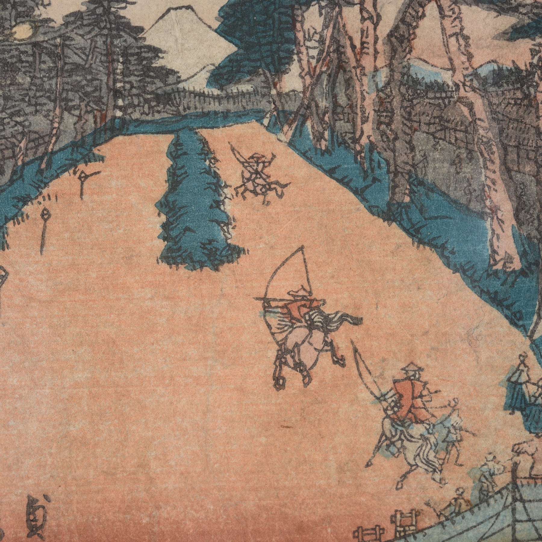 Framed Japanese Woodblock Print of "The High Field" By Sadahide