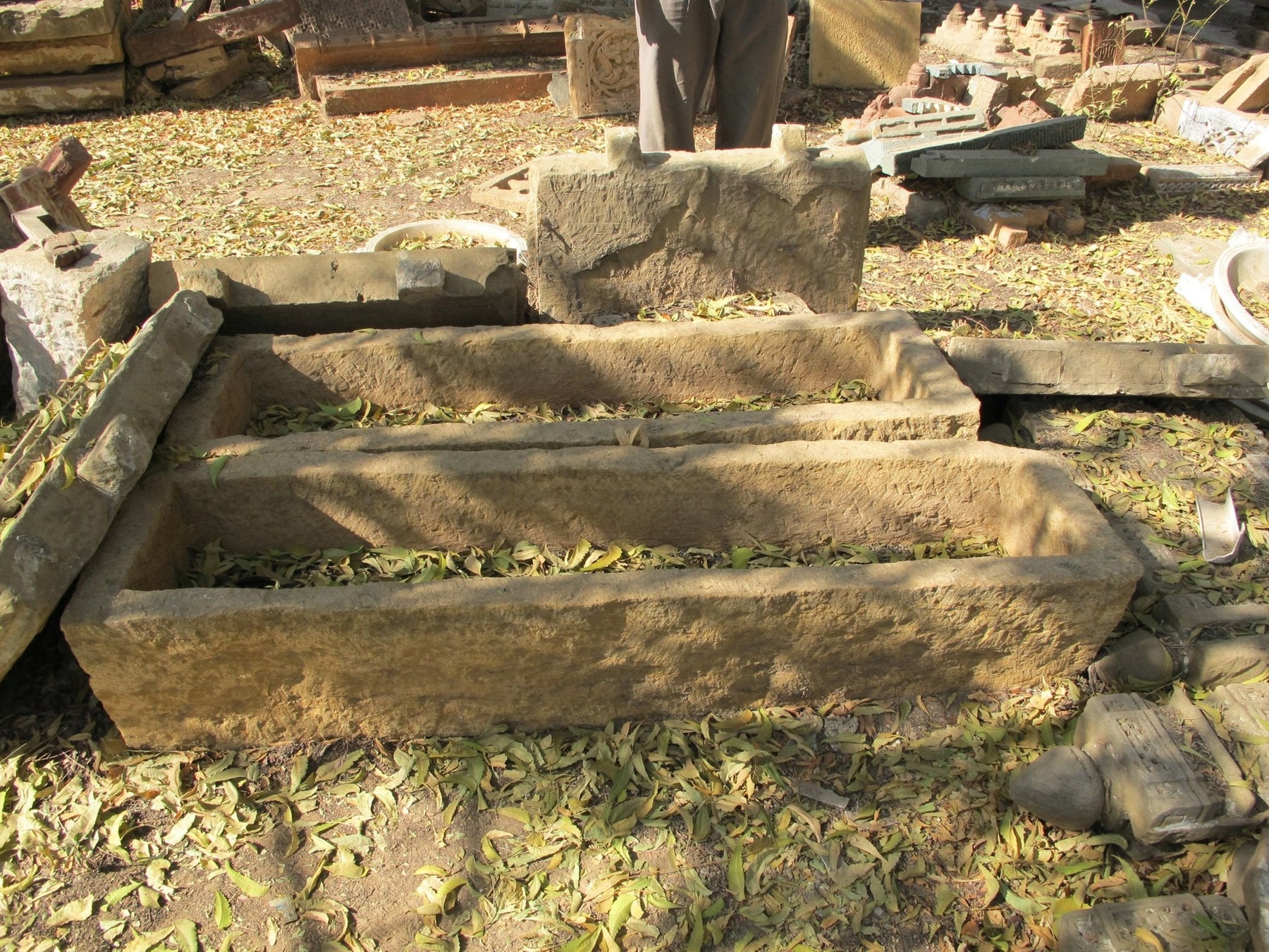 Carved Stone Water Channel - 19thC - With Feet