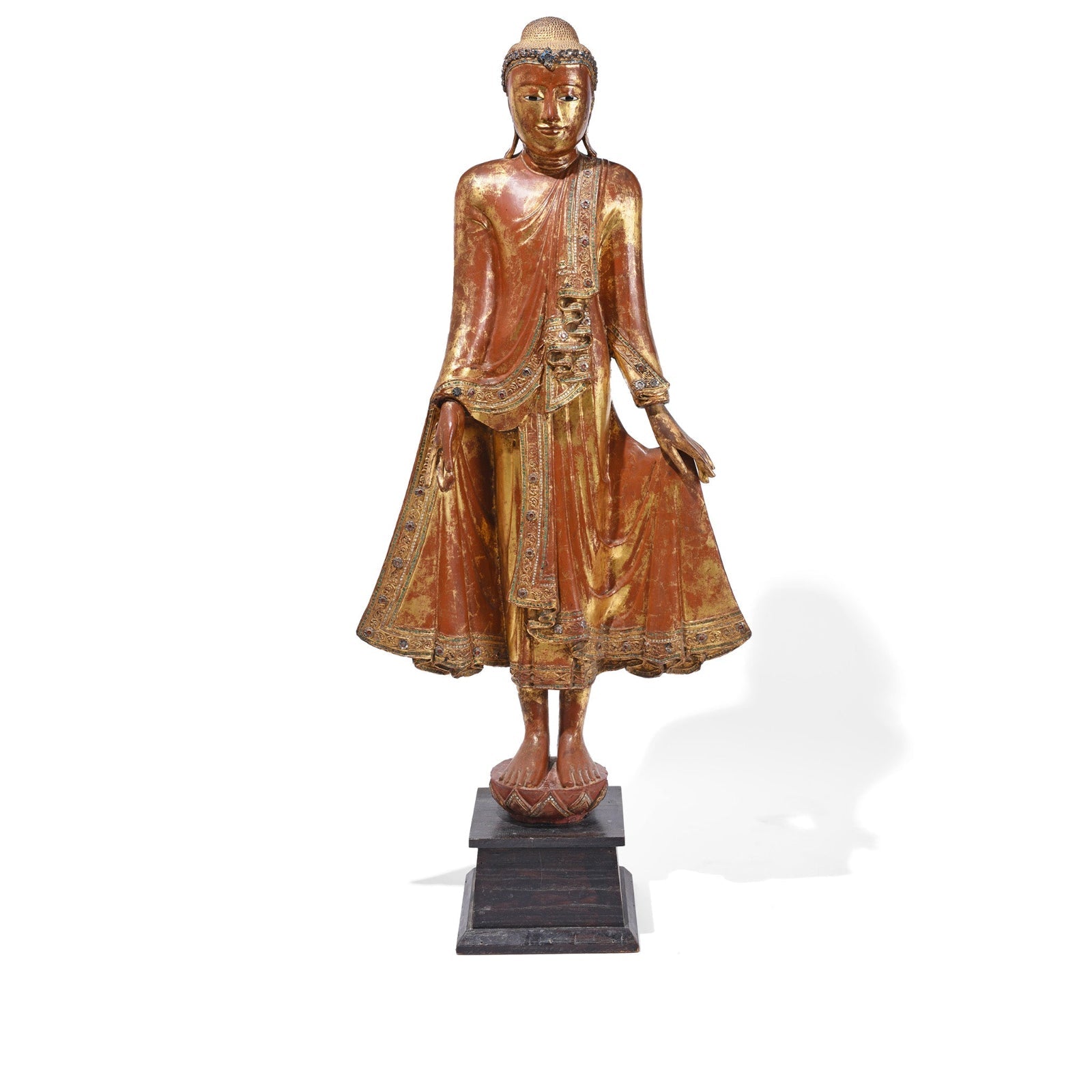 Gilded Burmese Standing Buddha from Mandalay - 19th Century