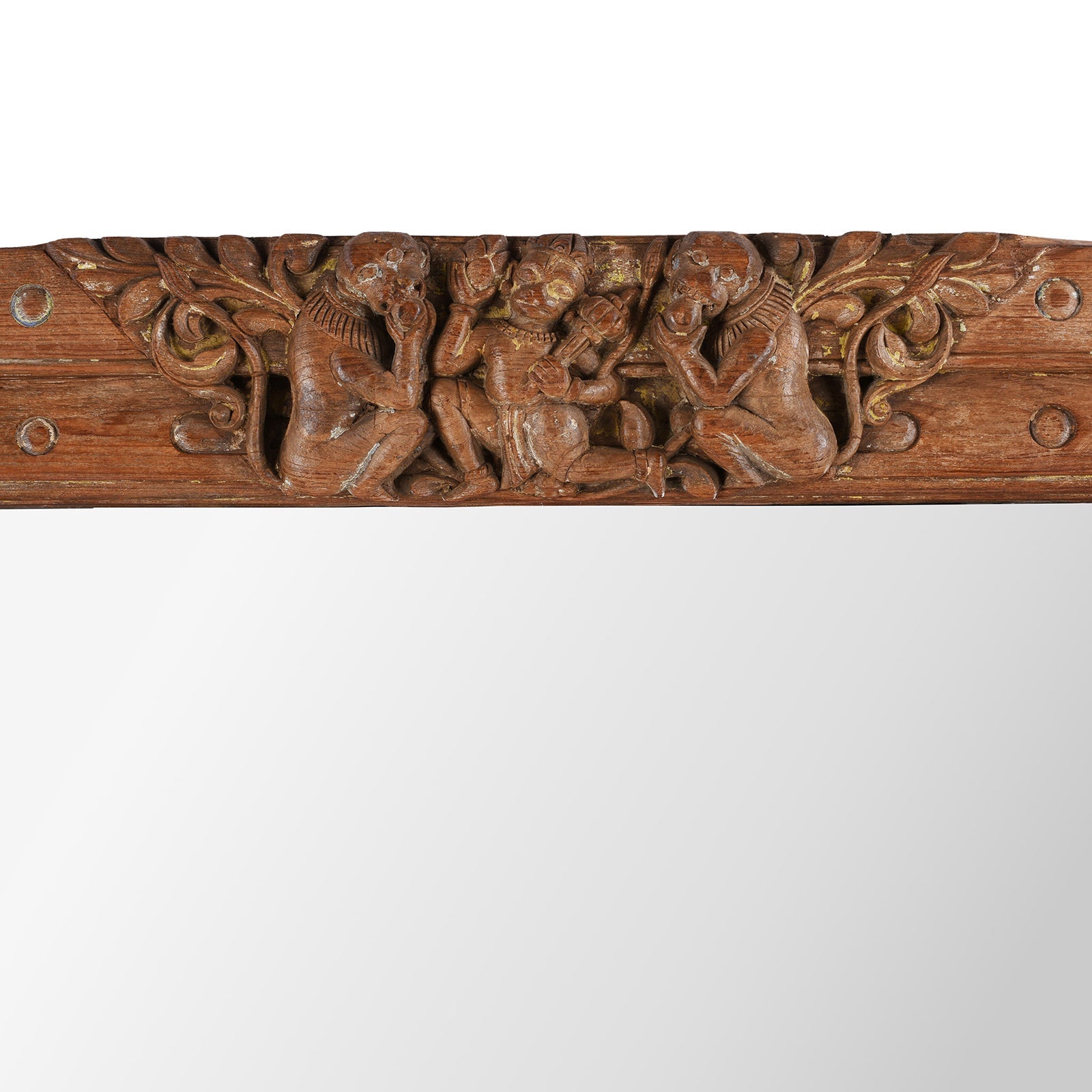 Carved Teak Window Mirror From Andhra Pradesh - 19th Century