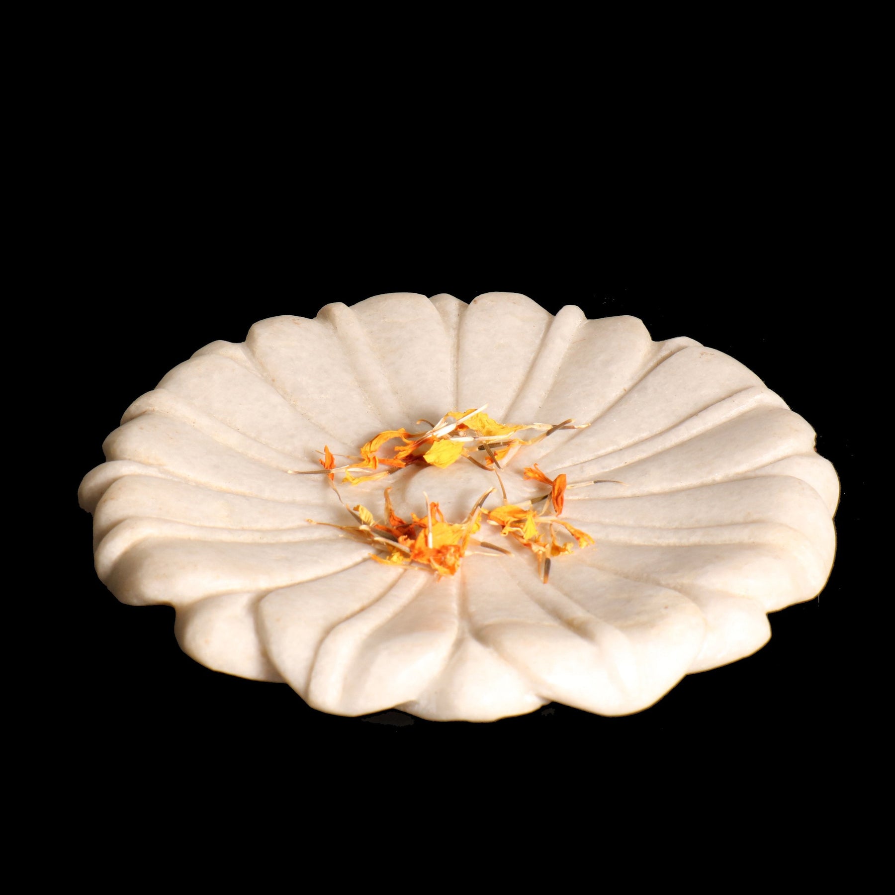 Hand Carved Marble Dish - Flower Design