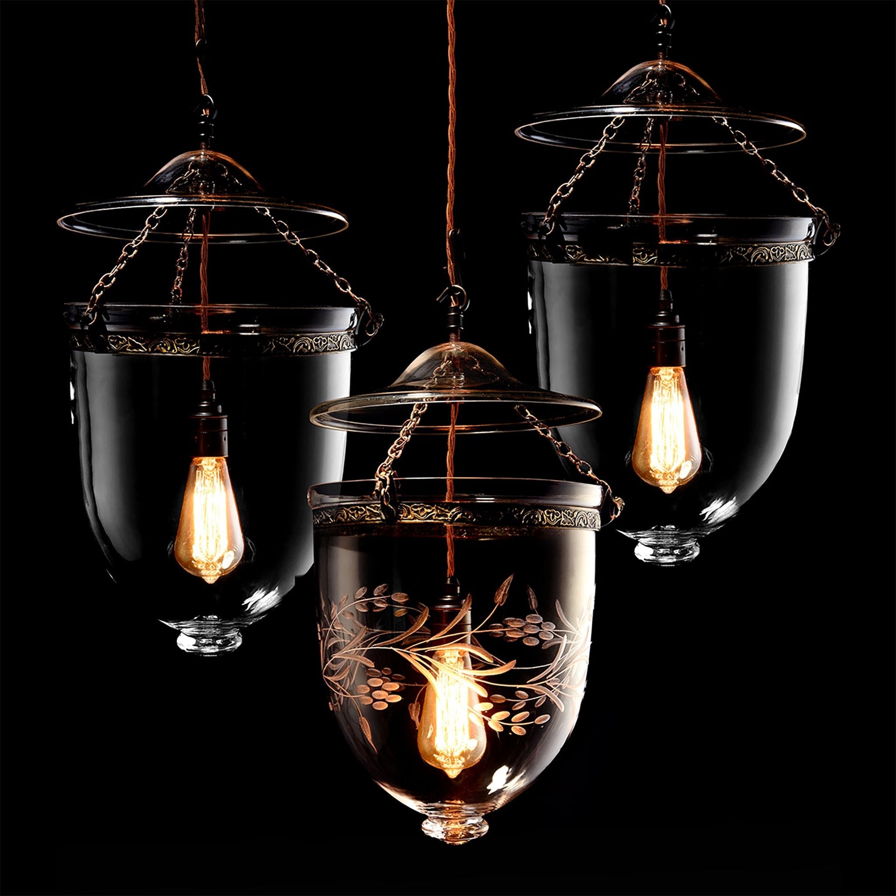 Glass Hundi Lantern With 3 Way Fitting