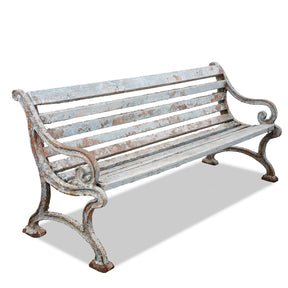 Blue Cast Iron Outdoor Bench - Ca 1940