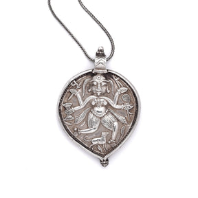 Indian Tribal Silver Kali Amulet from Rajasthan - 19thC