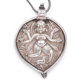 Indian Tribal Silver Kali Amulet from Rajasthan - 19thC