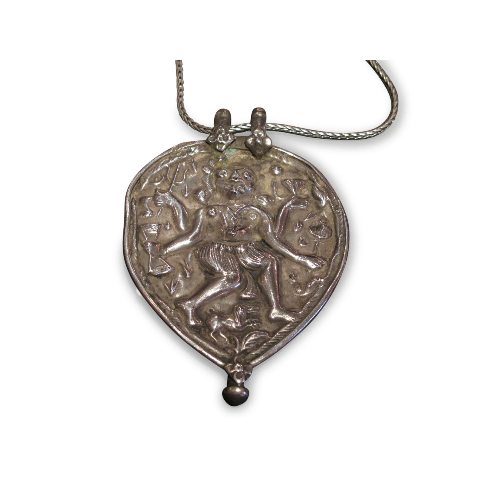 Old Tribal Silver Kali Amulet from Rajasthan - 19th Century