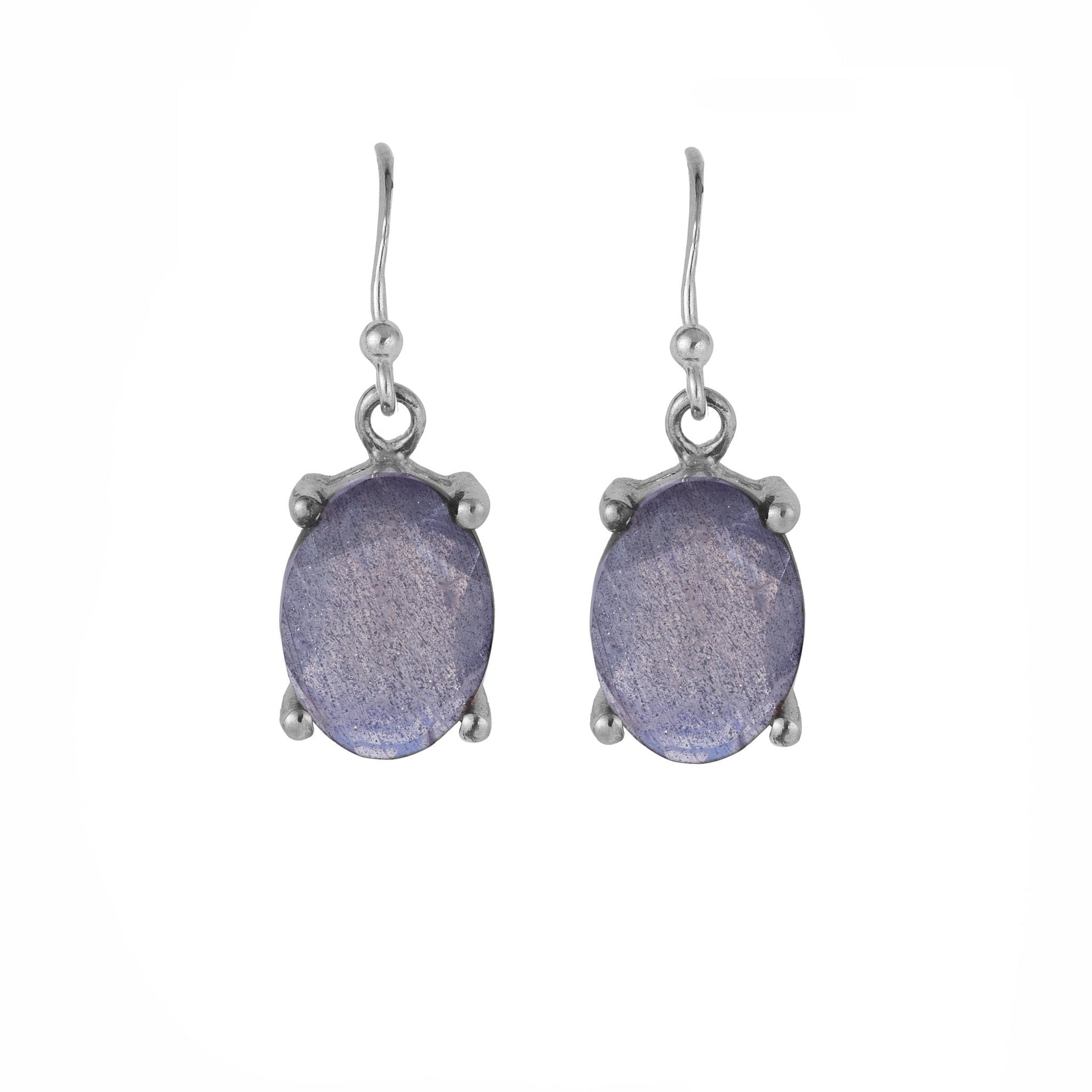 Silver and Labradorite Earrings - From Rajasthan