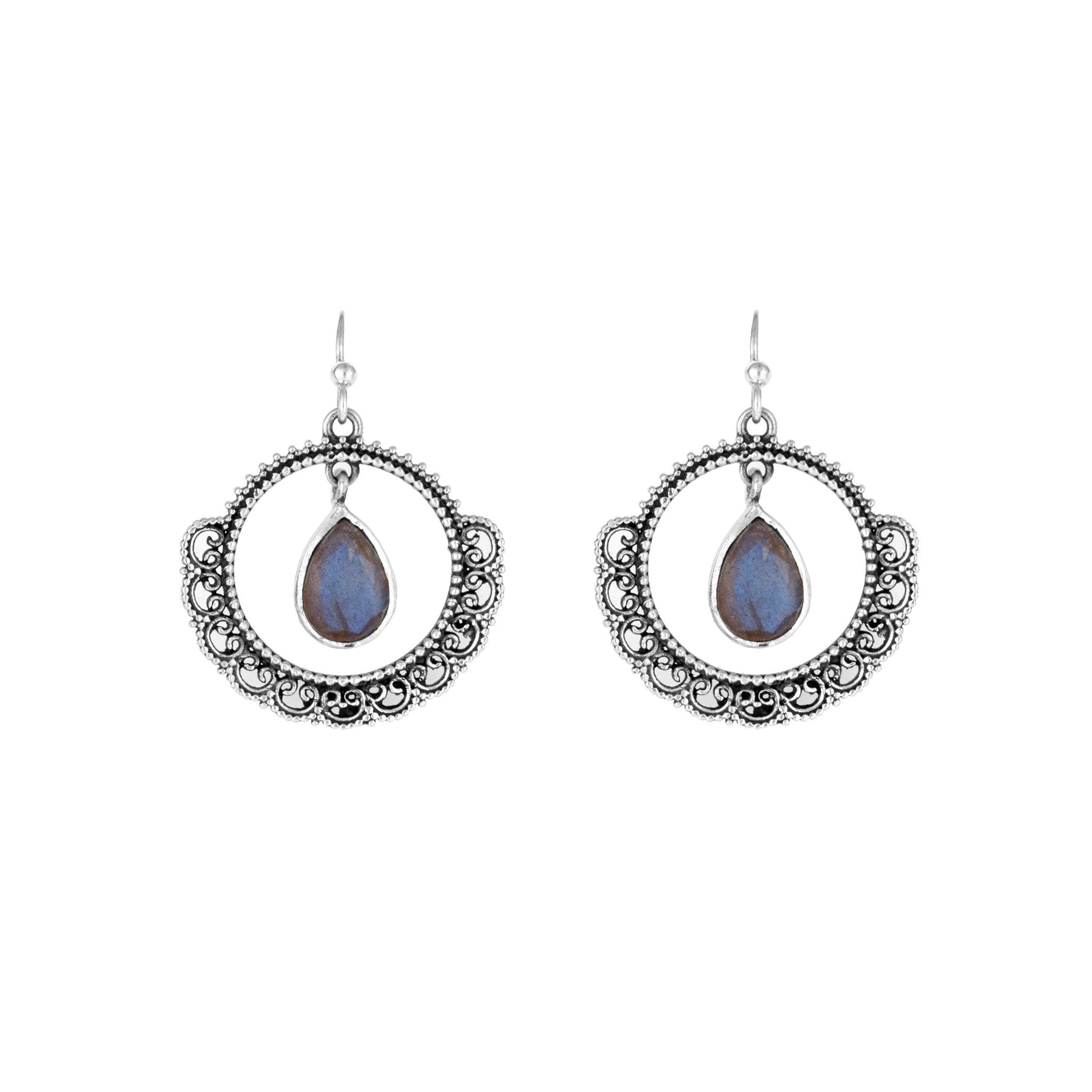 Silver and Labradorite Earrings - From Rajasthan