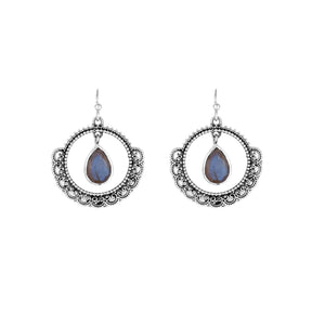Silver and Labradorite Earrings - From Rajasthan