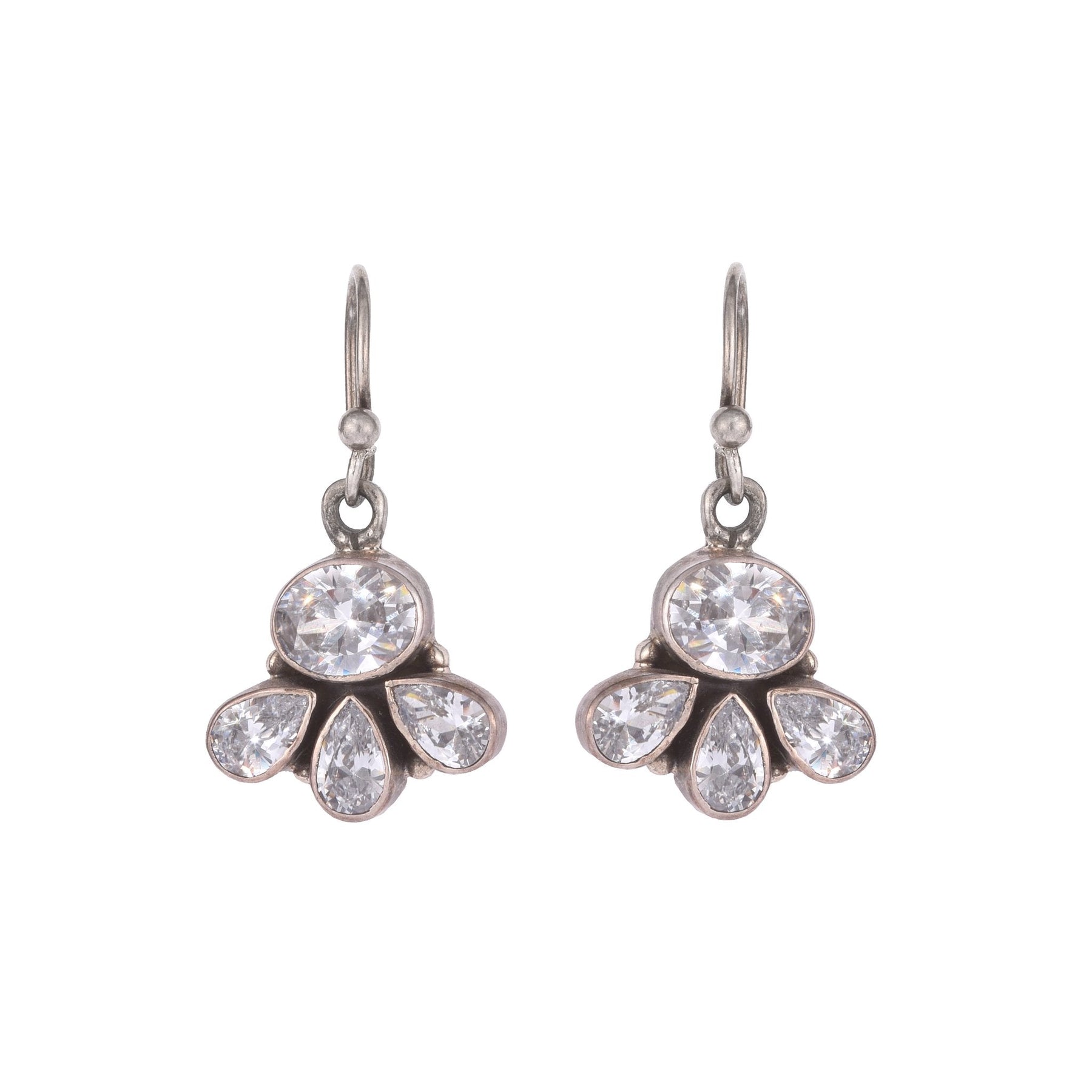 Silver And Zircon Earrings