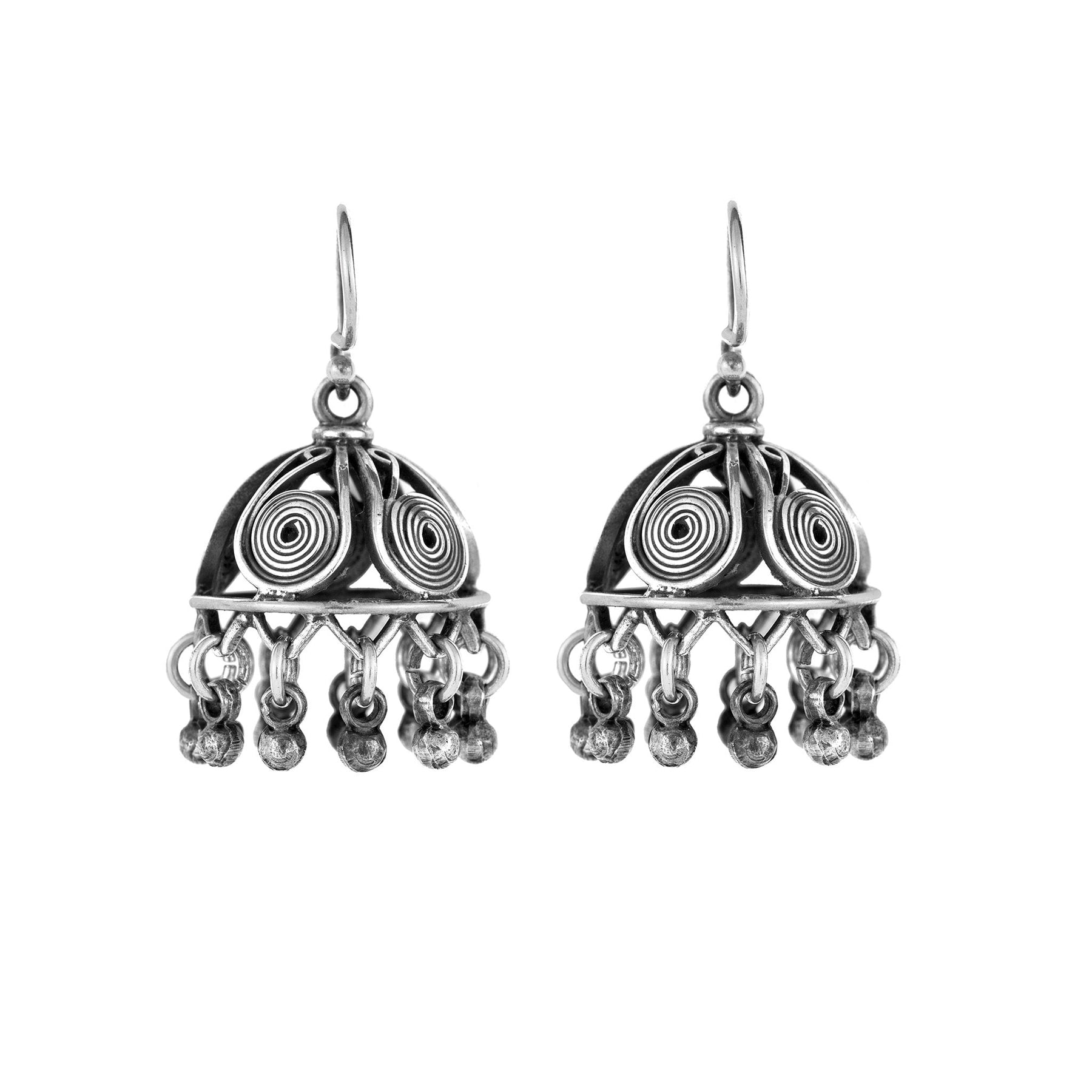 Tribal Silver Bell Earrings From Rajasthan