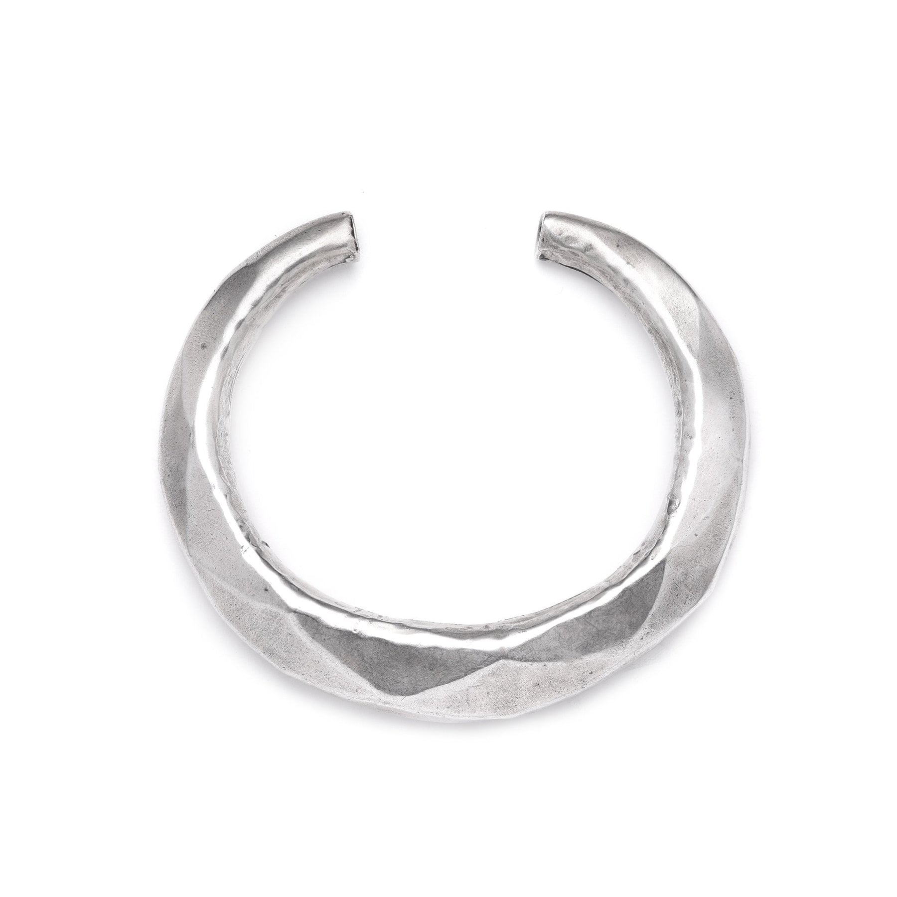 White Metal Facetted Miao Tribal Bangle