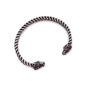 White Metal Miao Tribal Bangle - Dragon Design