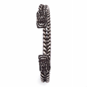 White Metal Miao Tribal Bangle - Dragon Design