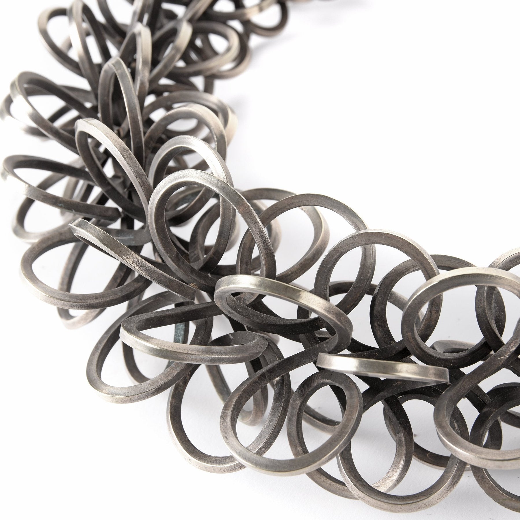 White Metal Miao Tribal Necklace on Iron Stand