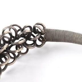 White Metal Miao Tribal Necklace on Iron Stand