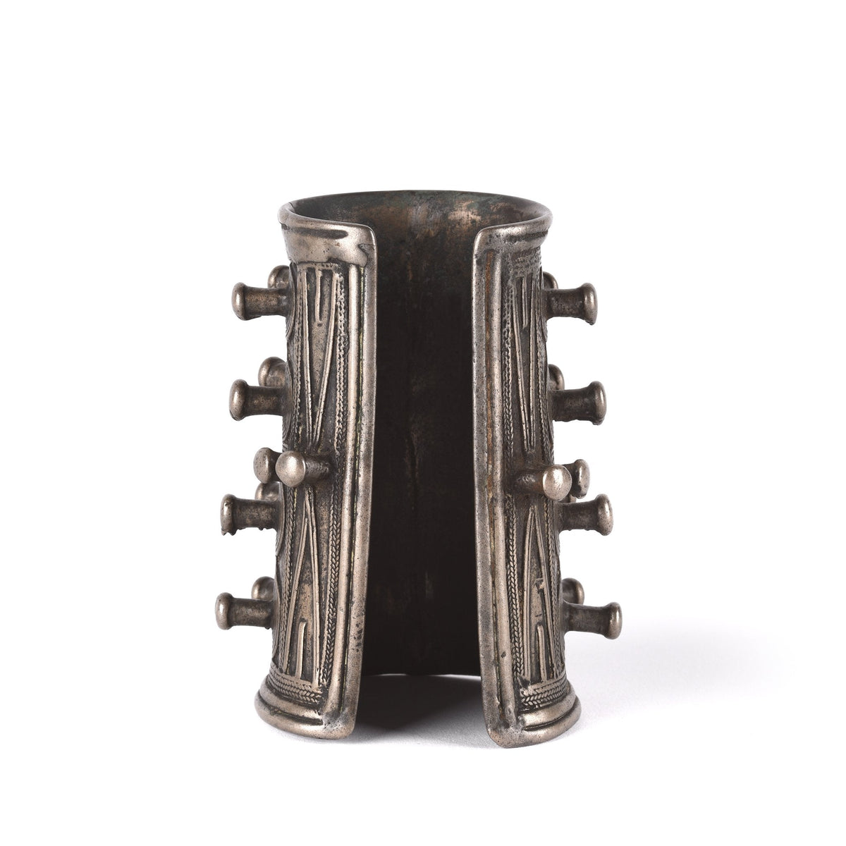 White Metal Tribal Bangle From Nagaland - Ca 1900