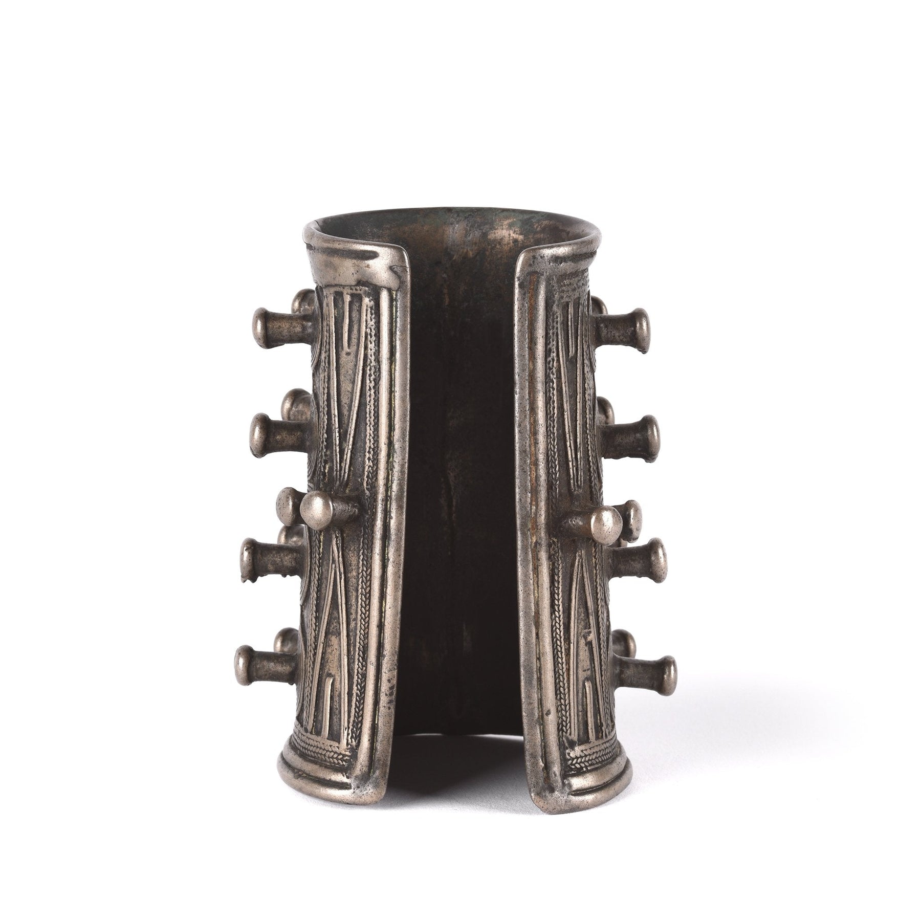 White Metal Tribal Bangle From Nagaland - Ca 1900