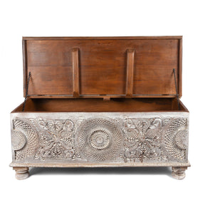 Carved Blanket Box Made From Reclaimed Teak