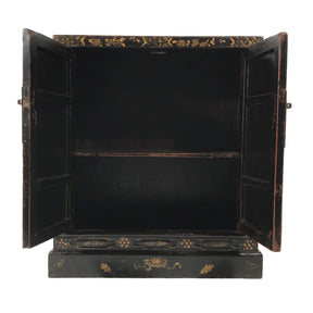 Red & Black Lacquer Painted Book Cabinet from China - 19thC