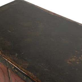Red & Black Lacquer Painted Book Cabinet from China - 19thC