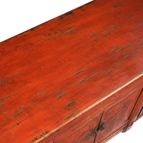 Red Lacquer Low "Kang" Cabinet, Mongolian - 19thC