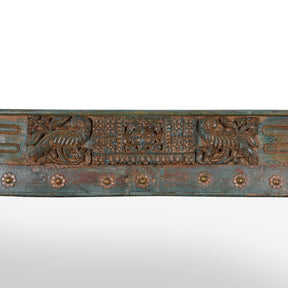Blue Carved Mirror Made From Old Teak Door - Ca 1920