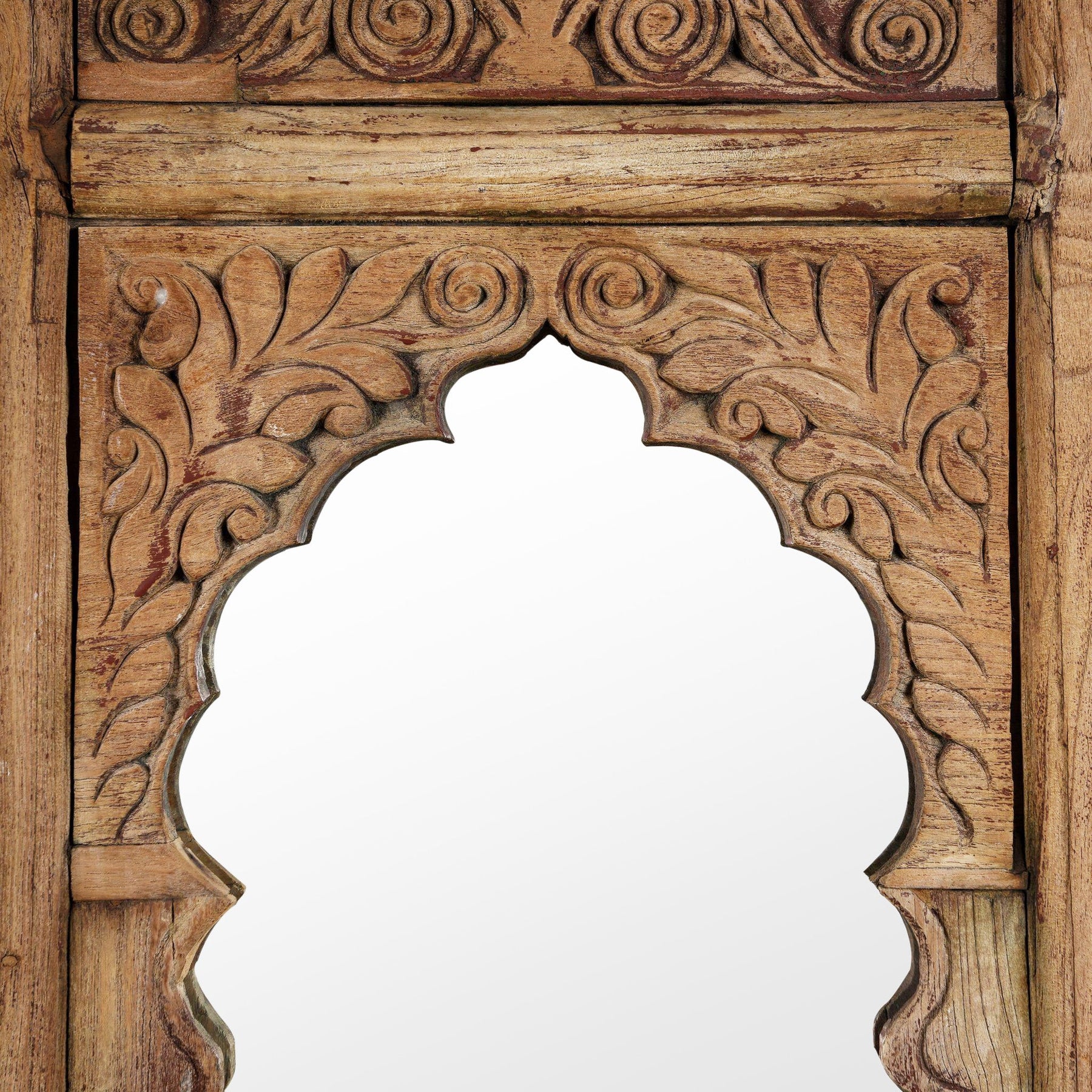 Carved Double Mirror Made From An Old Teak Window - 19th Century