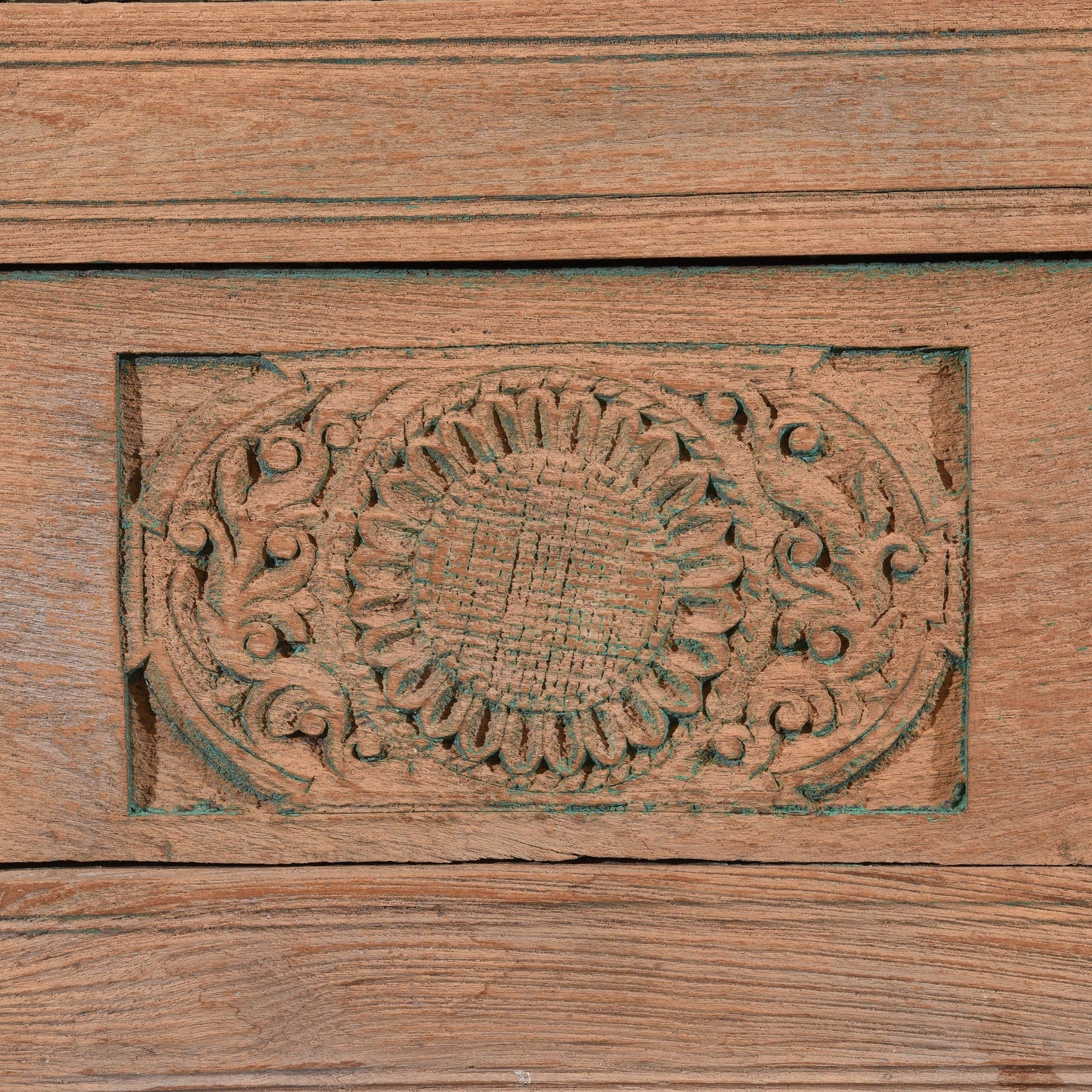 Carved Double Mirror Made From An Old Teak Window - 19thC