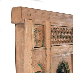 Carved Double Mirror Made From An Old Teak Window - 19thC