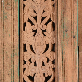 Carved Double Mirror Made From An Old Teak Window - 19thC