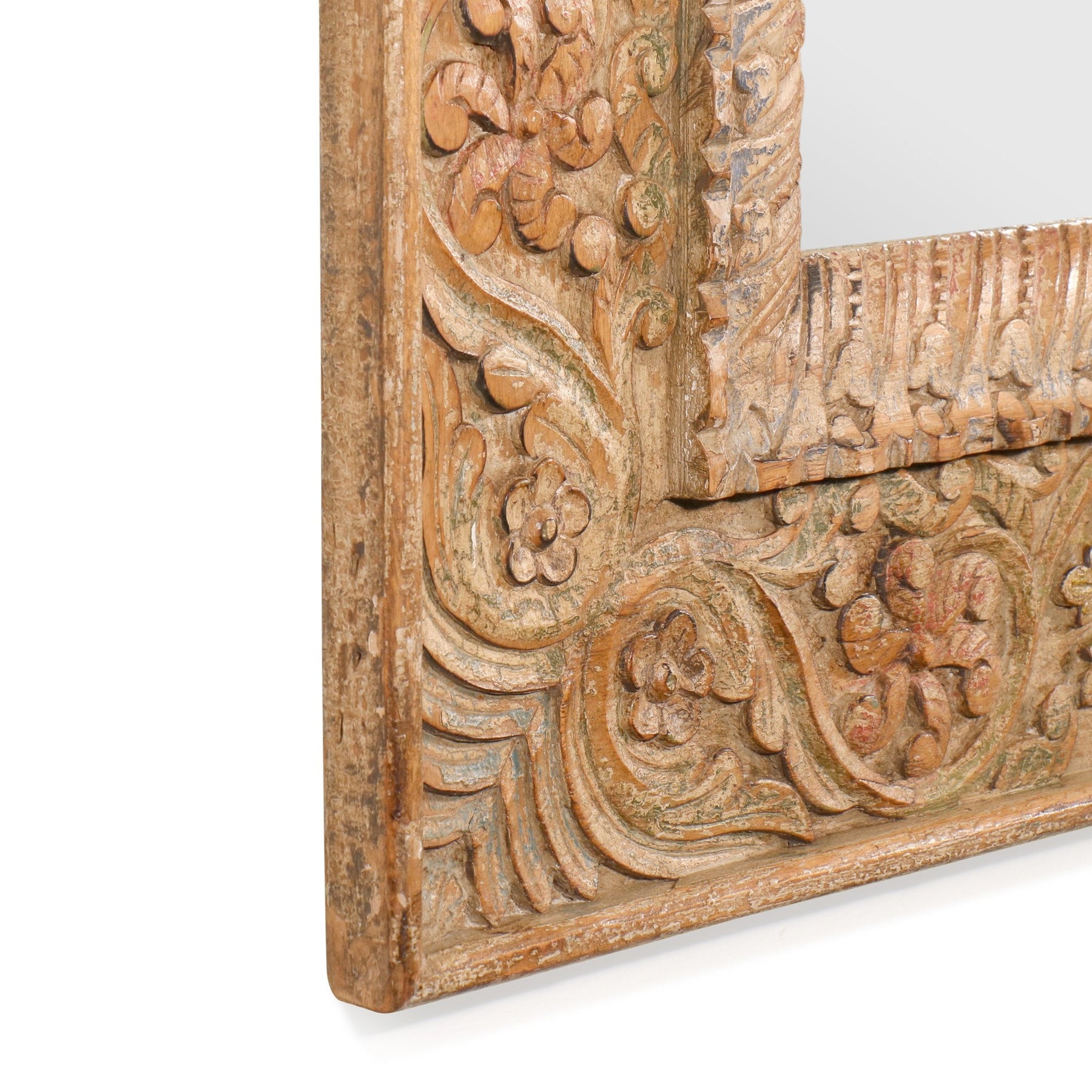 Carved Indian Mango Wood Mirror