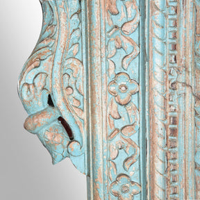 Carved Large Mihrab Mirror Frame - Blue Limed Finish