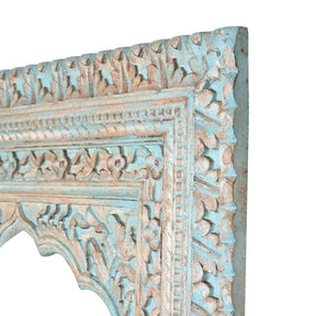 Carved Large Mihrab Mirror Frame - Blue Limed Finish