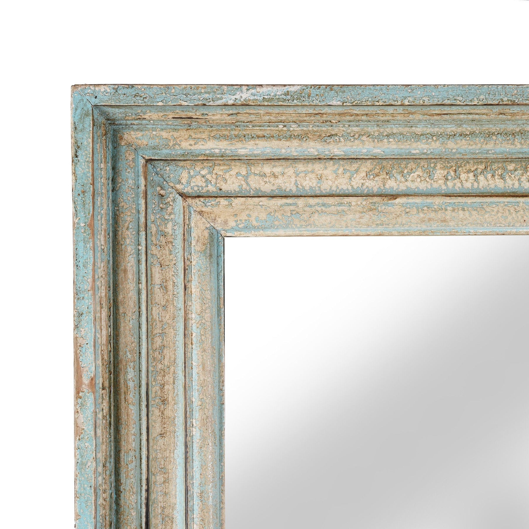 Carved Mango Wood Mirror With Paint Finish