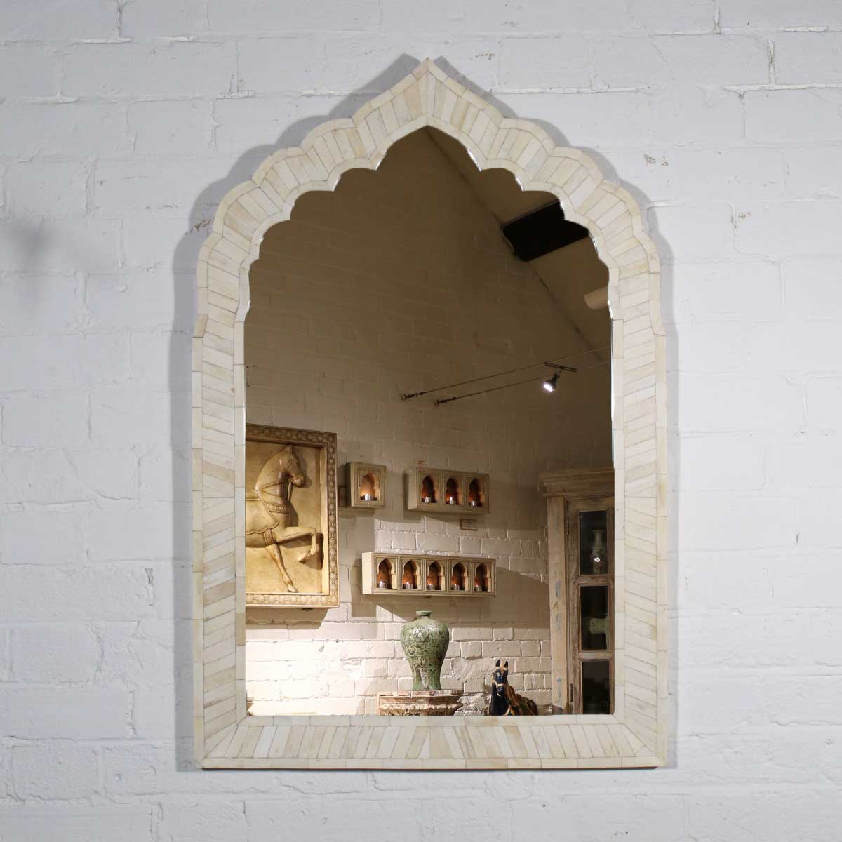 Indian Bone Inlay Mirror